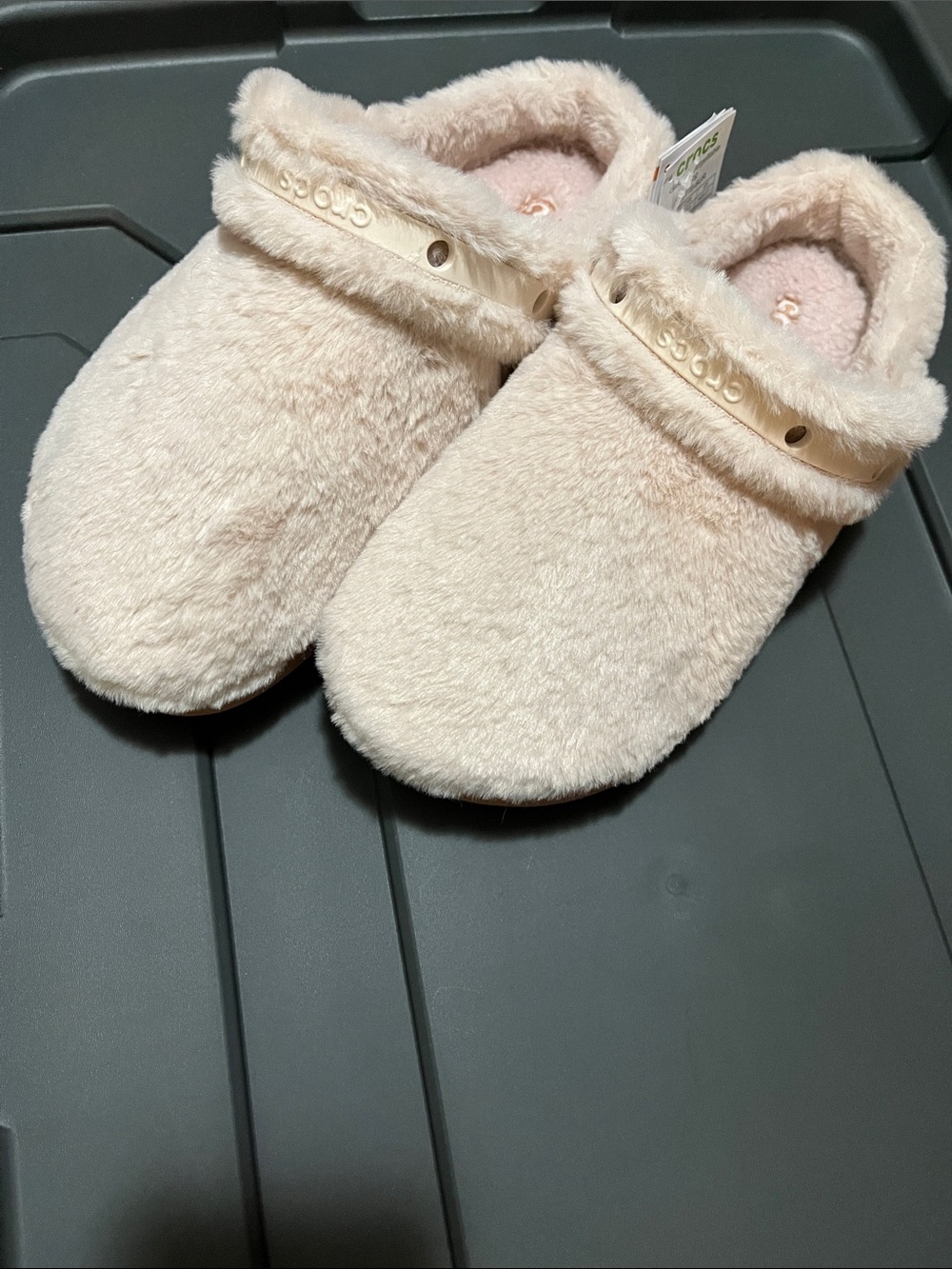 CROCS Fuzz Lined Mules in Light Blush